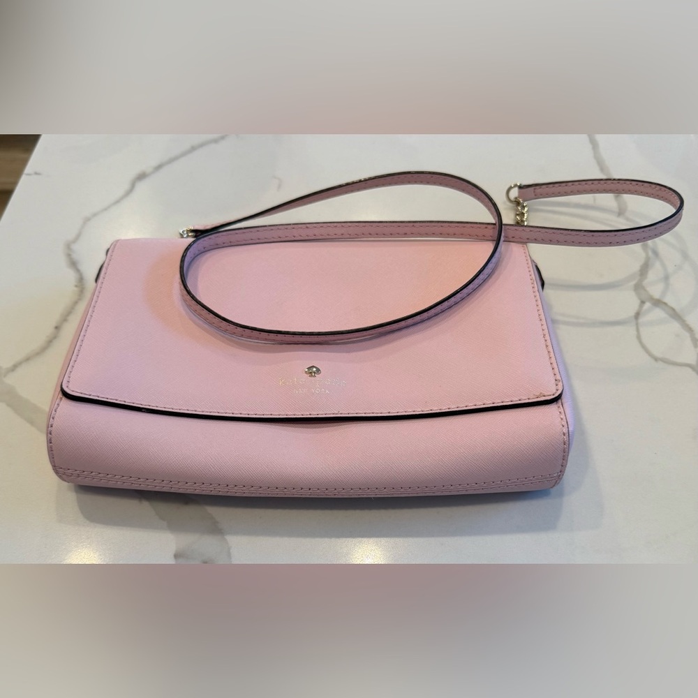 Kate Spade New York Pink Saffiano Leather Crossbody - gently-used condition.